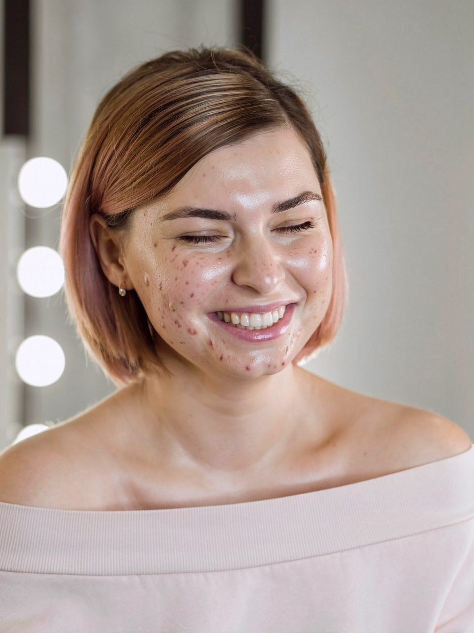 Customer's skin before starting Nassco Beauty LED light therapy