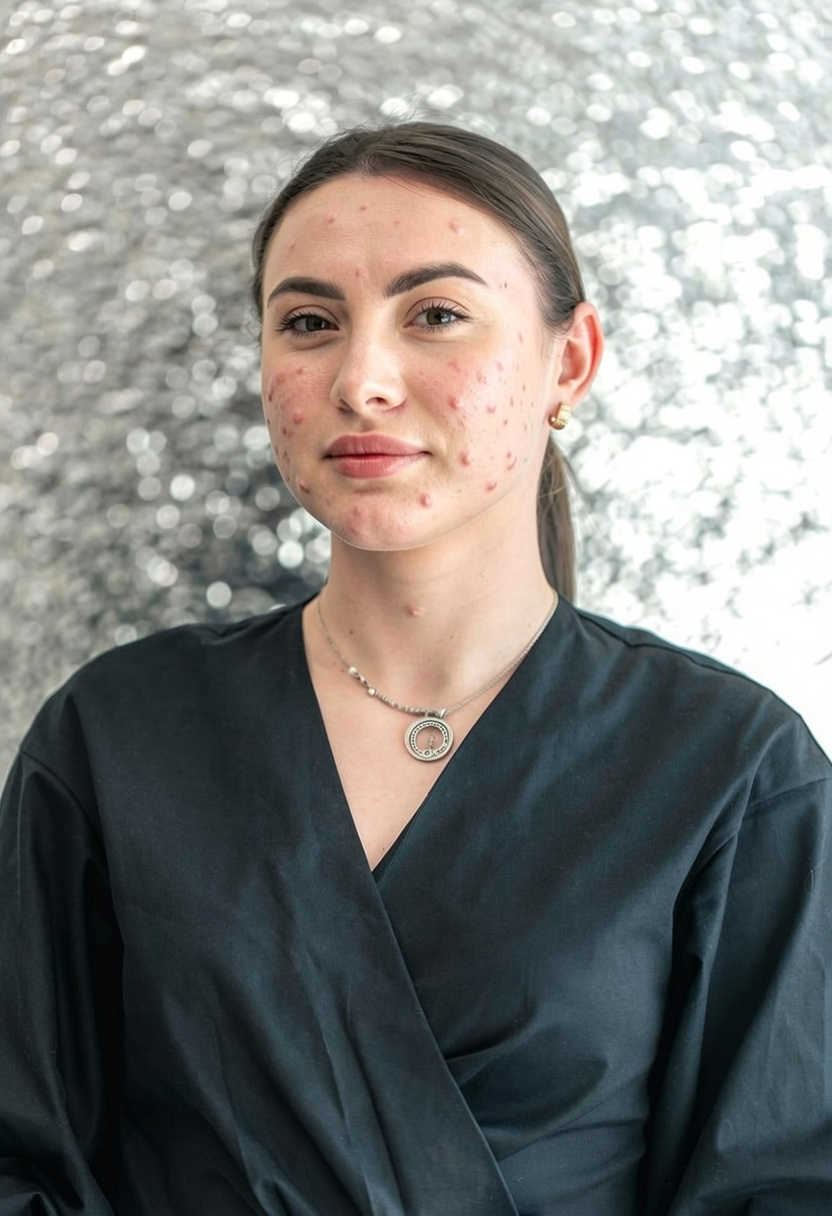 Customer's skin before starting Nassco Beauty LED light therapy